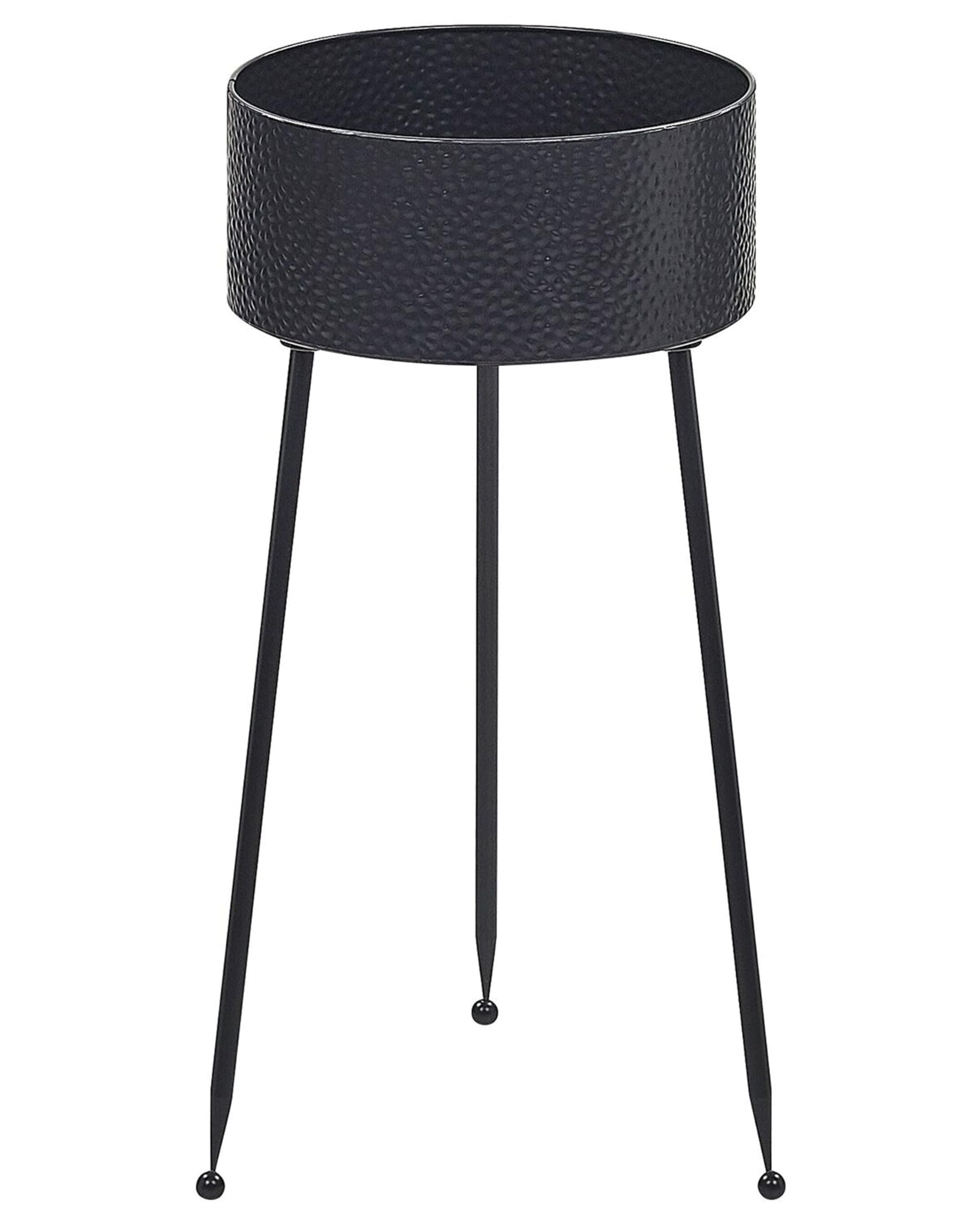 Vaso per Fiori Moderno con Piedistallo 29 x 26 x 50 cm in Metallo Nero
