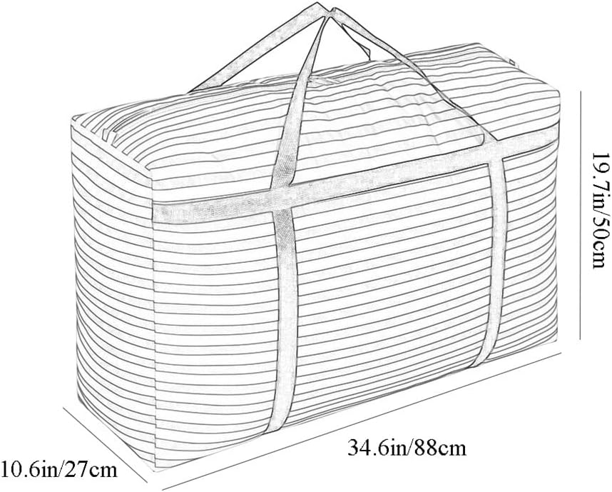 CAZOY Moving Storage Bags Large Capacity, Foldable Space Saver Bags for Clothing, Portable Durable Clothes Closet Organizer Containers for Under-Bed Storage (Color : A, Size : 34.6x10.6x19.7in)