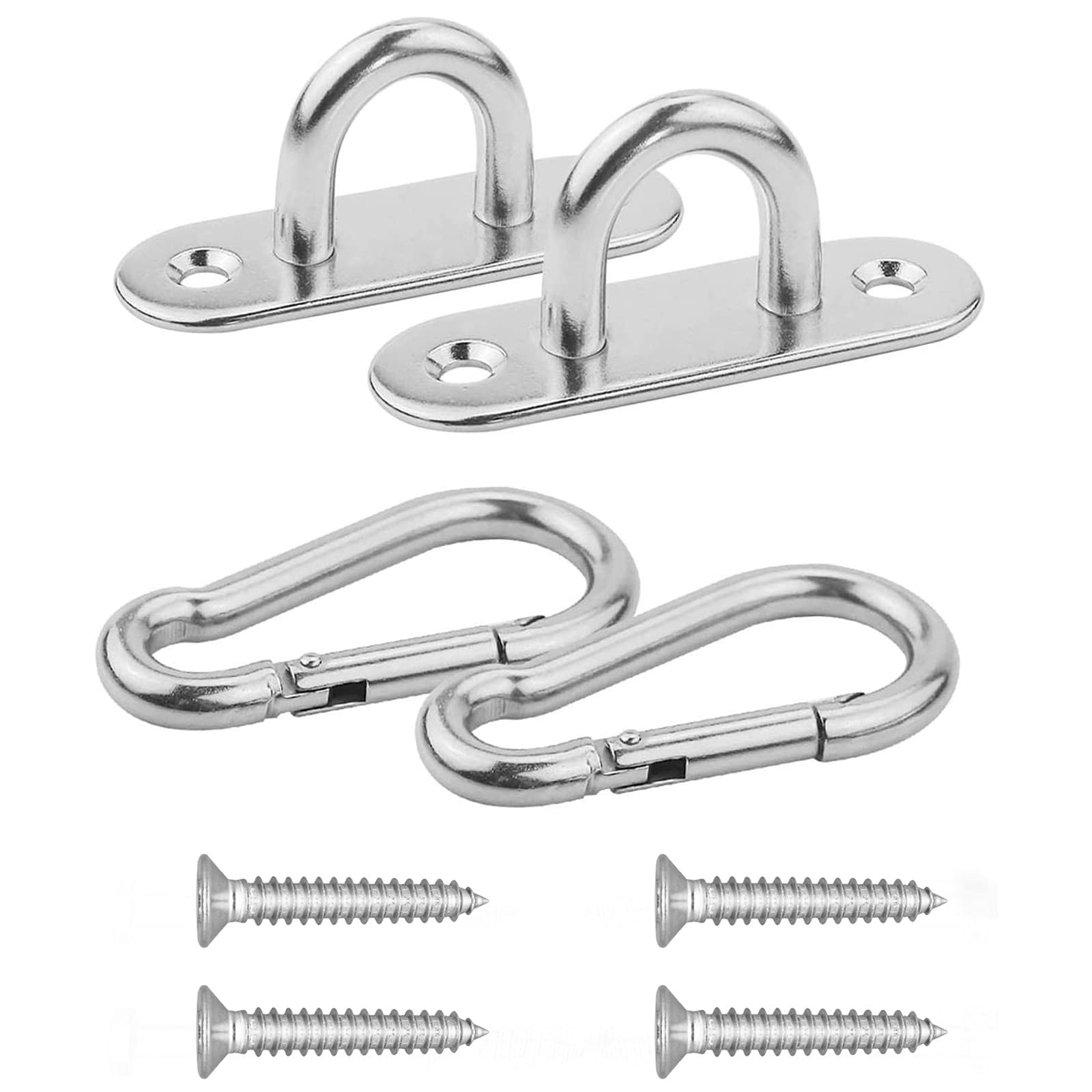 Abimars Premium Hammock Hanging kit with Snap Hook Carabiners,304 Stainless Steel Heavy Duty Hammock fixings Yoga Hanging Kit,Pad Eyes Plate Ceiling Hanger