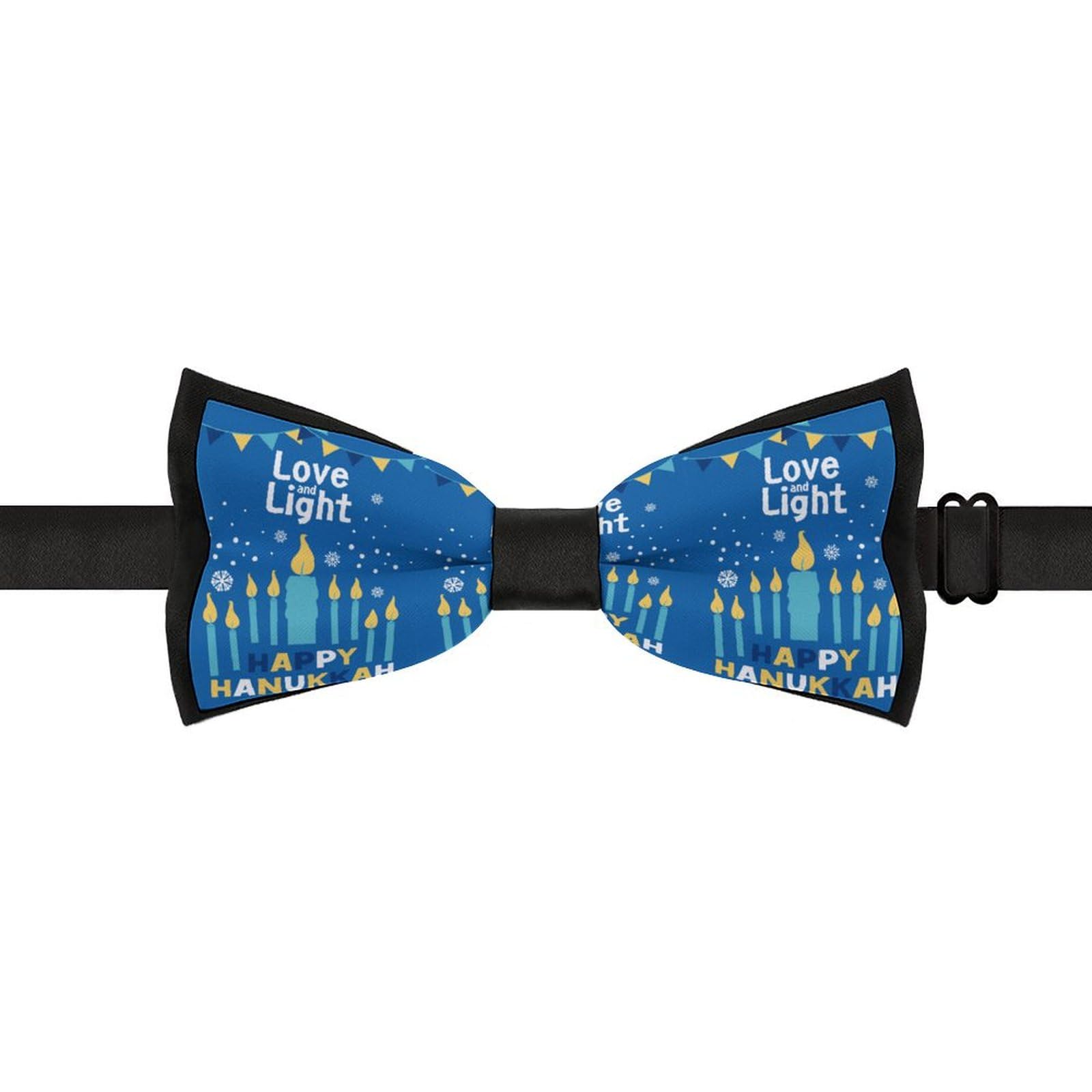 GoasNei Happy Hanukkah Jewish Chanukah Holiday Bow Tie for Men Adjustable Necktie Funny Tie Neck Ties for Weddings Party