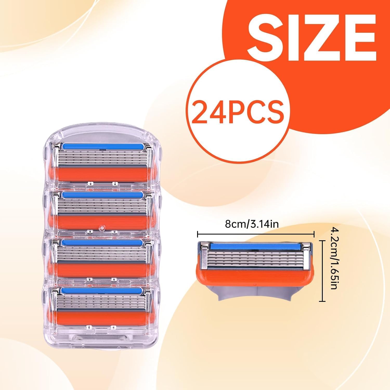 24 piezas Fusion 5 cuchillas de repuesto,cuchillas fusion,para afeitadoras Fusion-5, cuchillas de afeitar, 5 cuchillas, compatibles con maquinillas húmedas, afeitadoras de hombre — view 2