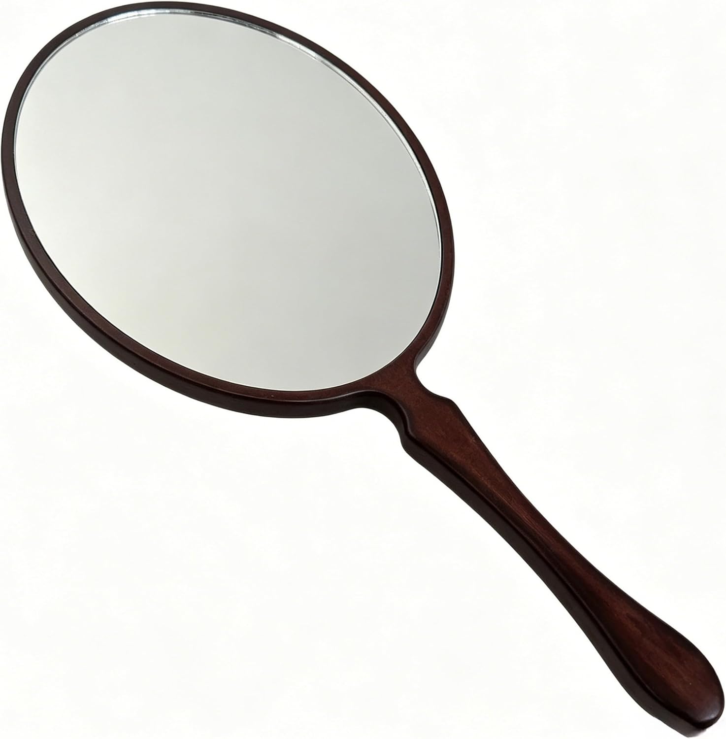 14.4 x 6.1 Inches Walnut Wood Handheld Mirror, HD Clear Distortion-Free Double-Handled Makeup Mirror with Long-Lasting Wood Frame, Elegant Oval Vanity Hand Mirror for Cosmetic, Gifting for Her