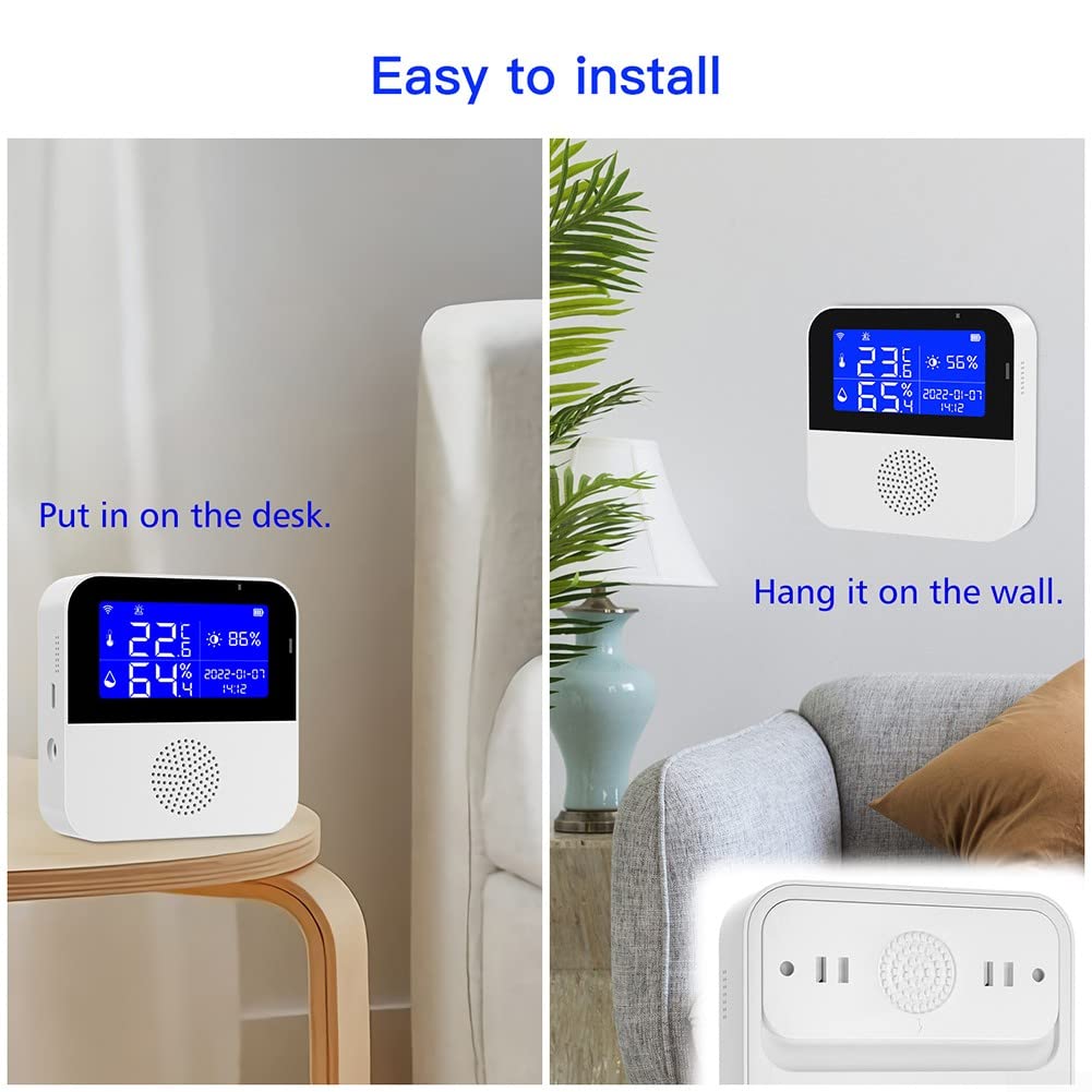 DAZZLEEX Capteur d'humidité de température WiFi Intelligent avec sonde Externe, pour Moniteur d'humidité de température pour Tuya avec Ligne de sonde
