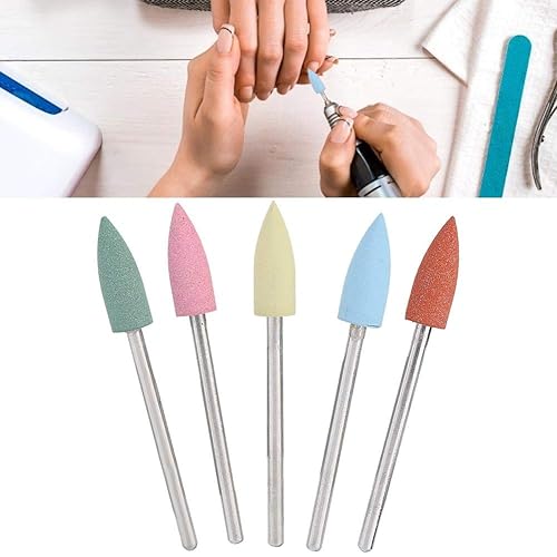 Juego de 5 brocas de uñas, brocas de silicona para uñas, cabezal de pulido eléctrico de goma de silicona para manicura, pedicura, rebabas de pulido