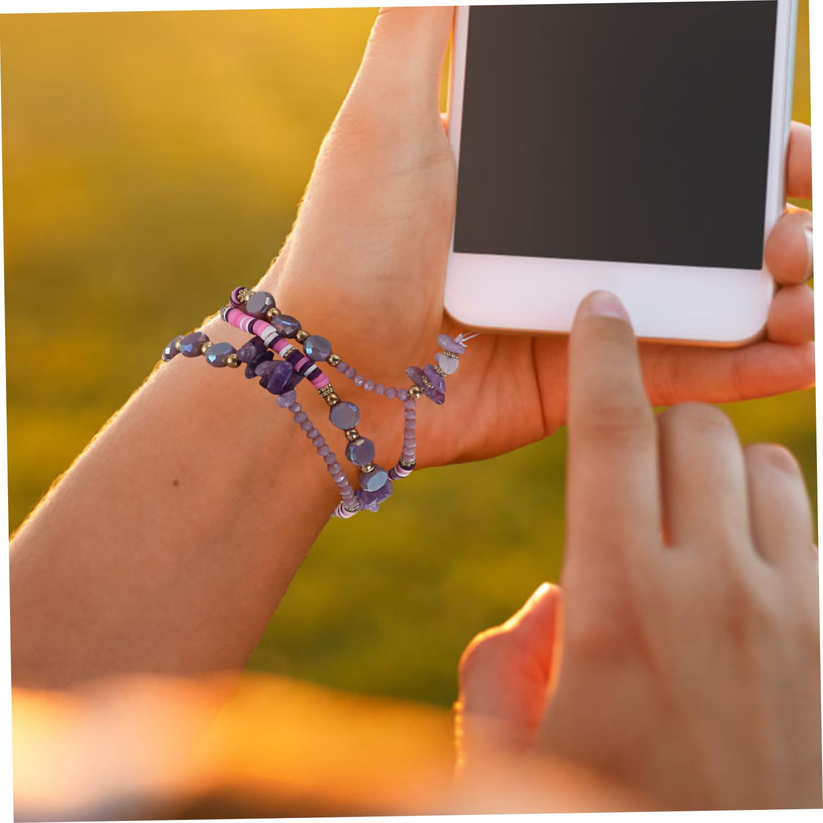 Housoutil 2st Perlen Telefonkette Kamera-aufhängeband Lanyard Für Frauen Telefon Hängende Kette Handy-hängeband Kamera-handschlaufe Perlenband Schlüssel Kies Fräulein Violett Plastik