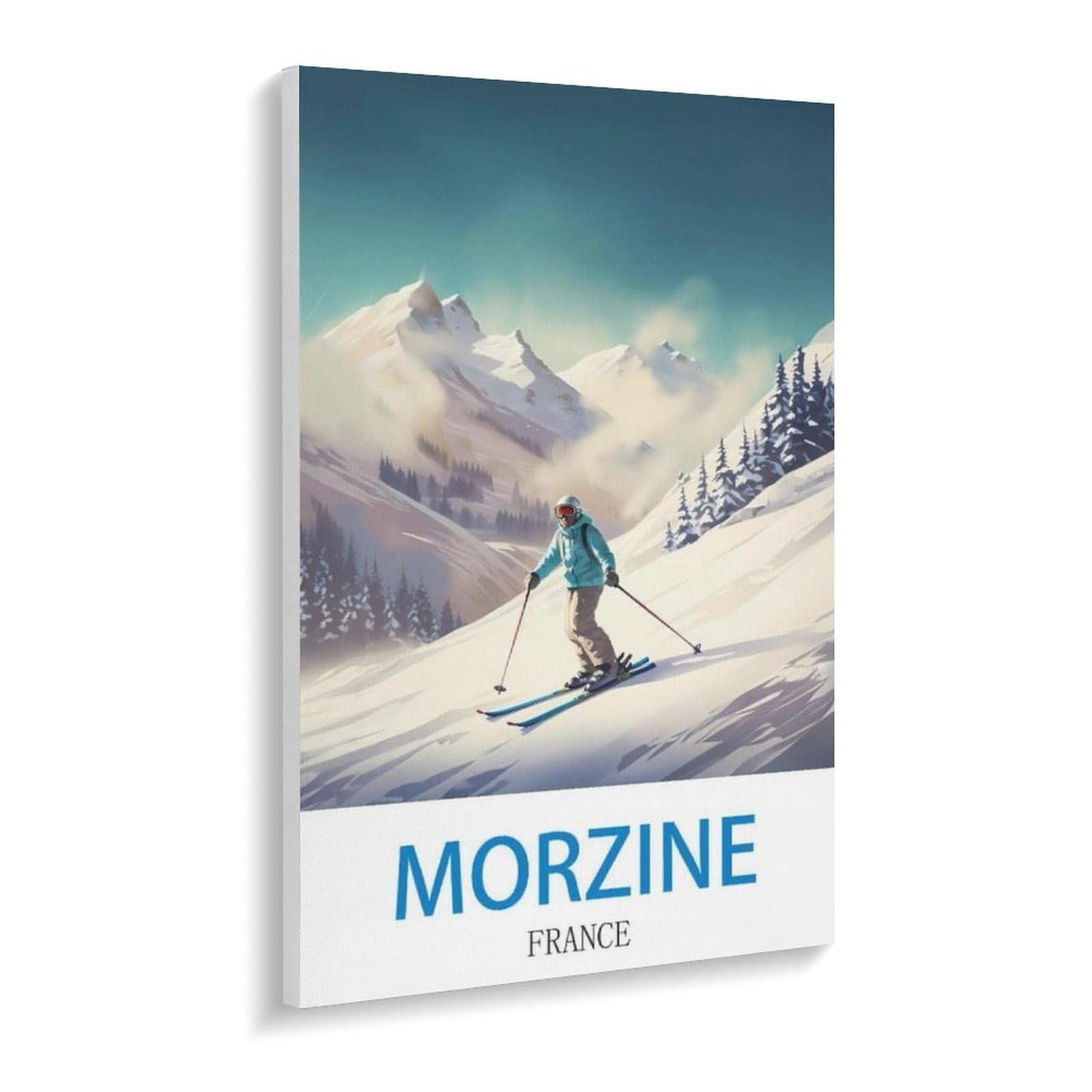 Paint by Numbers，Morzine France Vintage Travel Posters Ski，Landscape Kit for Adults Beginner DIY Oil Painting(40x50cm-V82
