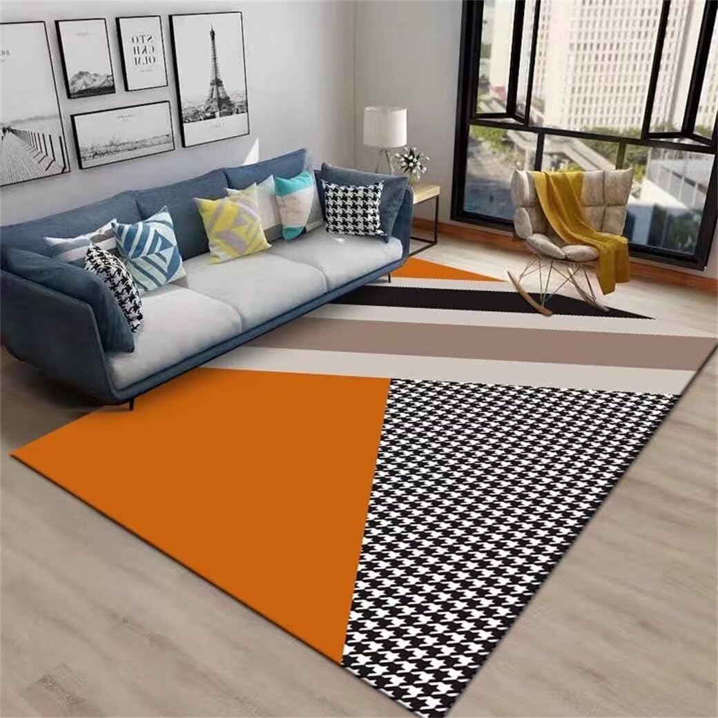Tapis salon antidérapant à motif géométrique pour espace de vie