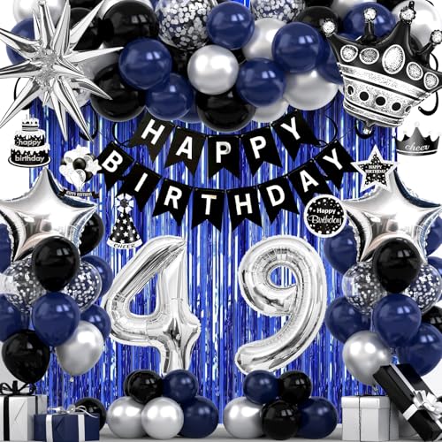 49th Birthday Decorations for Men - Black Blue 49th Birthday Party Packs