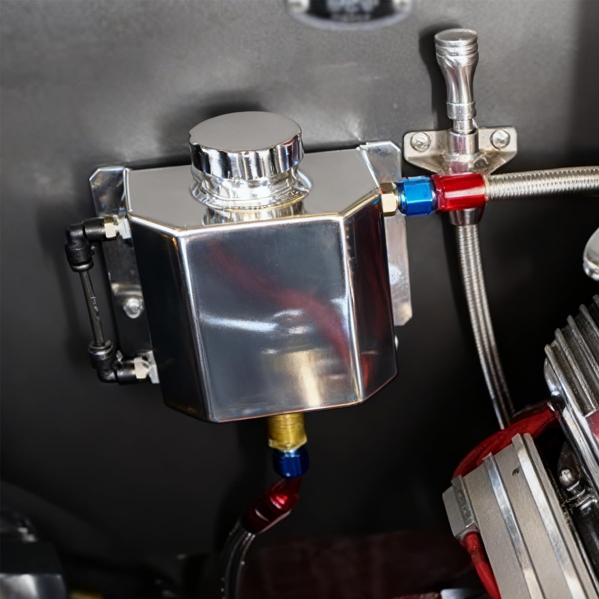 Récupérateur D'huile Moteur Universel En Alliage D'aluminium 1 L, Réservoir De Reniflard, Réservoir De Trop-plein De Liquide De Refroidissement, Poli