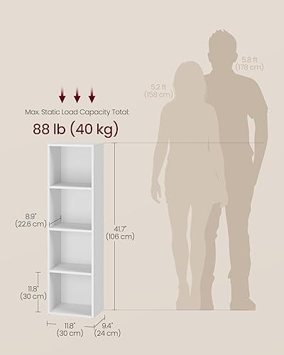 Miniatura 6 de VASAGLE Custos Collection ULBC434W01 - Estantería de 4 niveles, estante para libros, estante de almacenamiento abierto, 9.4 x 11.8 x 41.7 pulgadas,