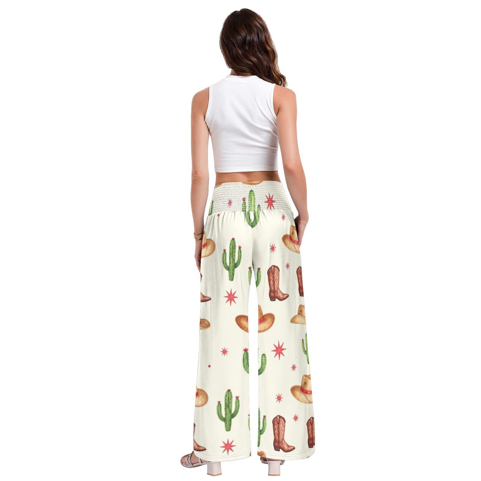 Western Prints - Pantalones largos casuales para mujer, ligeros, con tacto modal