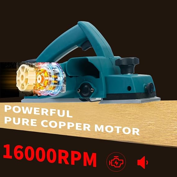 Cordless Hand Planer Adjustable Depth 0-1mm With 2 * 21V Rechargeable Batteries, 16000rpm Hand Planer Woodworking Tools With Safety Lock For Wood Chamfering DIY Models