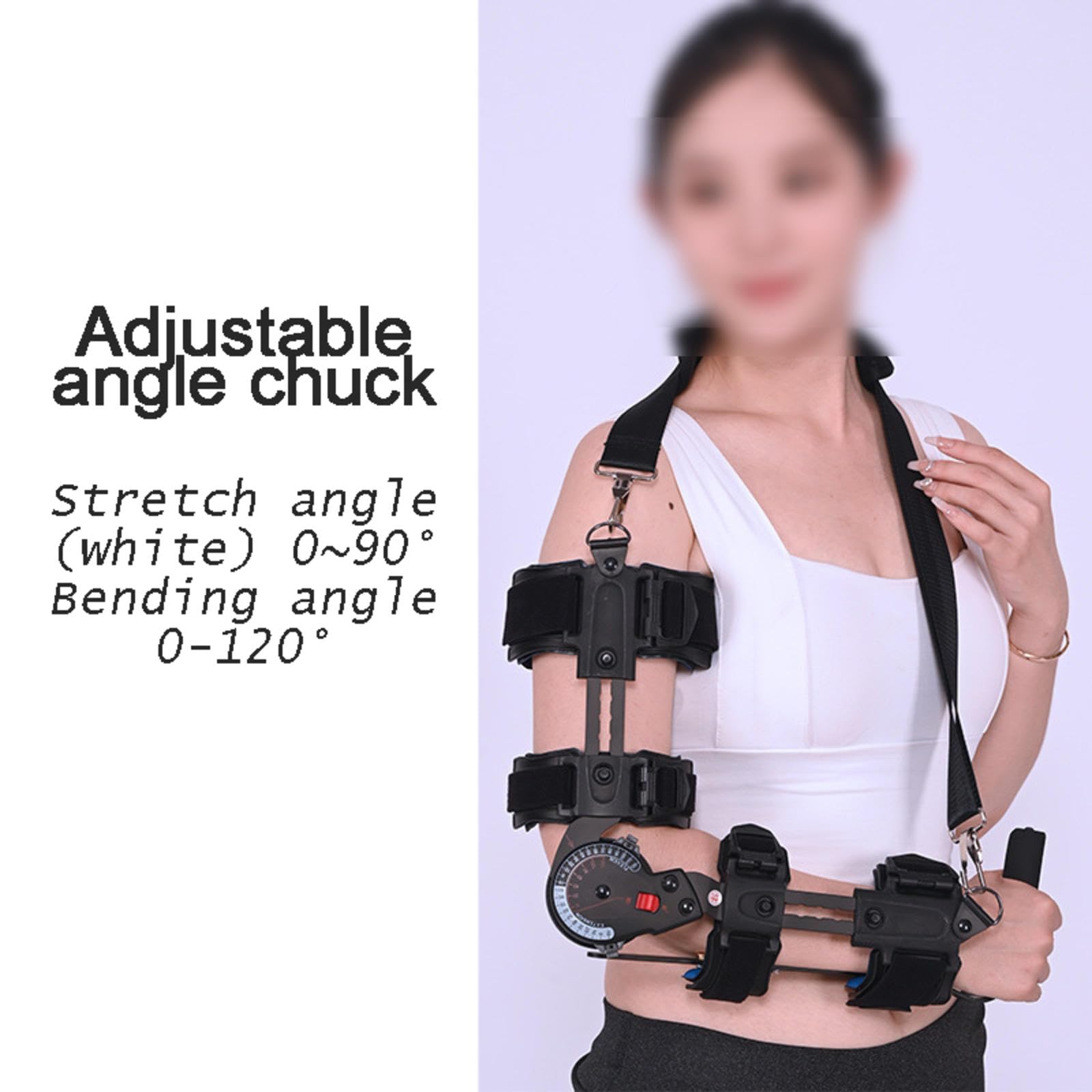 Codera con Bisagras con Portabrocas Ajustable, Soporte Fijo Para Articulación de Codo Para Recuperación de Lesiones en El Brazo, Cabestrillo de Soporte Para Codo en Antebrazo Fractura,left