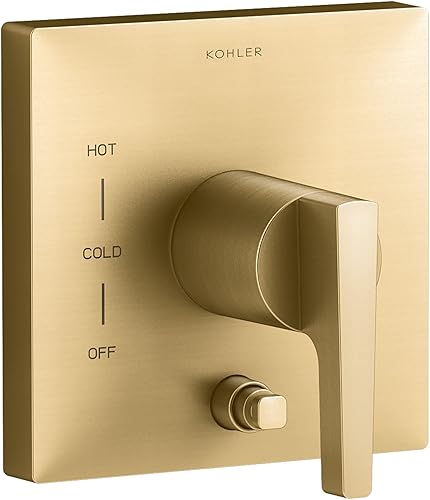 Miniatura 5 de KOHLER Honesty - Moldura de válvula con desviador de botón y mango de palanca para válvula de equilibrio de presión Rite-Temp, requiere válvula,