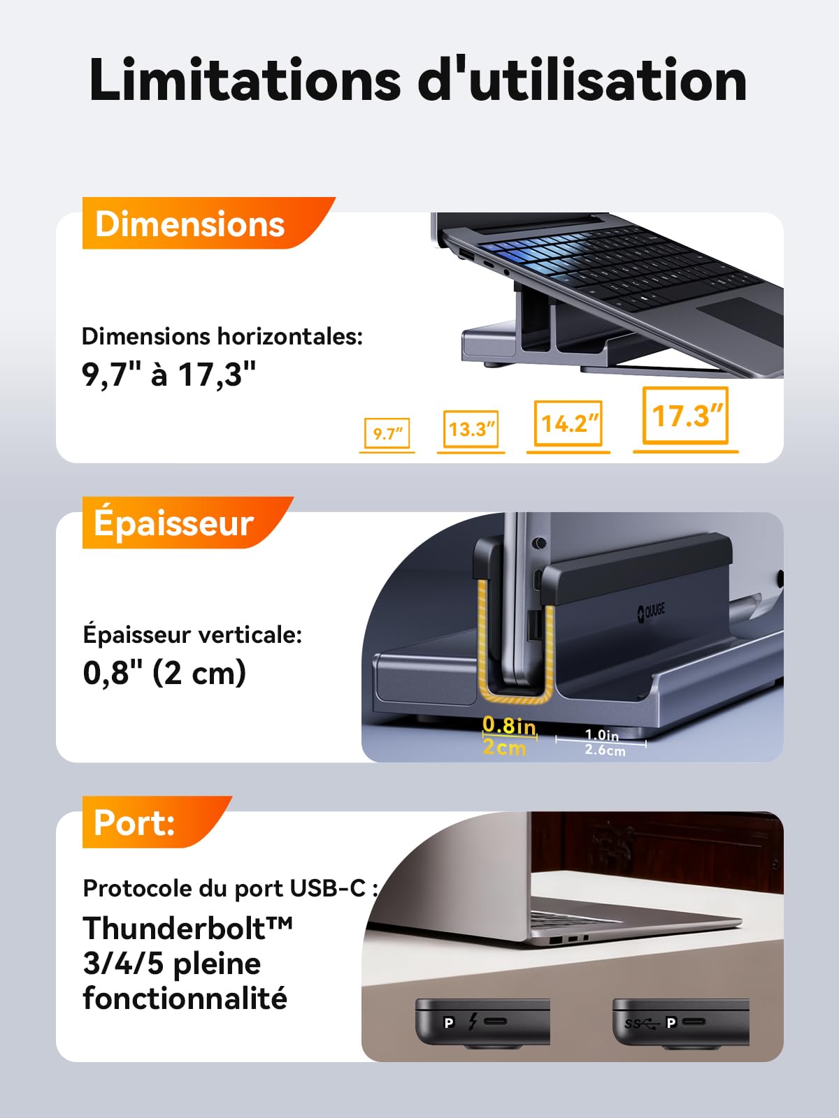 Station d'accueil pour Ordinateur Portable Dual 4K Écran(4K@120Hz + 4K@60Hz), QUUGE Docking Station Double 4K HDMI, 2 USB-A 5Gbps, 100W PD, RJ45 Ethernet USB C Dock pour Dell, HP, Surface, MacBook Air