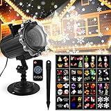 ROVLAK Luces Proyector Navidad LED Luces Proyector Exterior/Interiores Iluminación de Proyector de Jardín Lámpara de Proyector con 16 HD Patrones con Mando a Distancia para Navidad