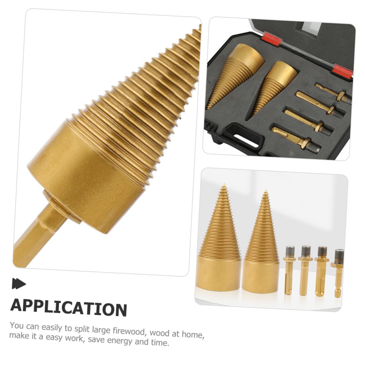 Happyyami Set 6 Punte per Spaccalegna a Cono in Metallo Duro e Plastica, Alta Durezza, Riduce L'attrito, per Legna da Ardere in Campeggio e Fattoria