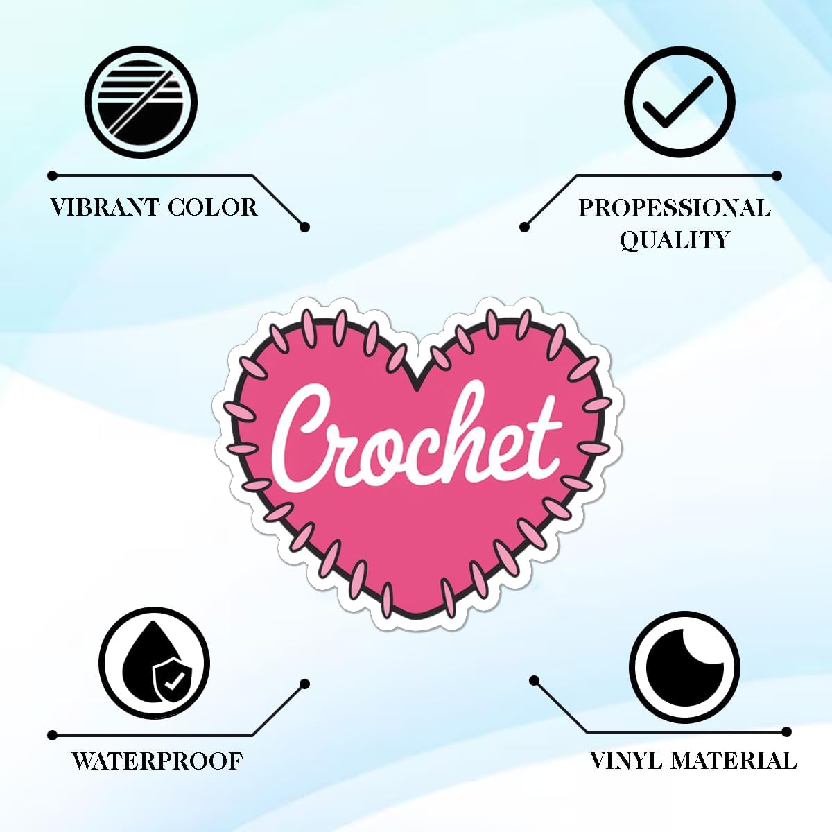 100pcs Crochet and Knitting Stickers Waterproof Vinyl Perfect for Phone Cases, Laptops, Luggage, Birthday Parties, Picnic Crafts, and Daily Decoration image 5