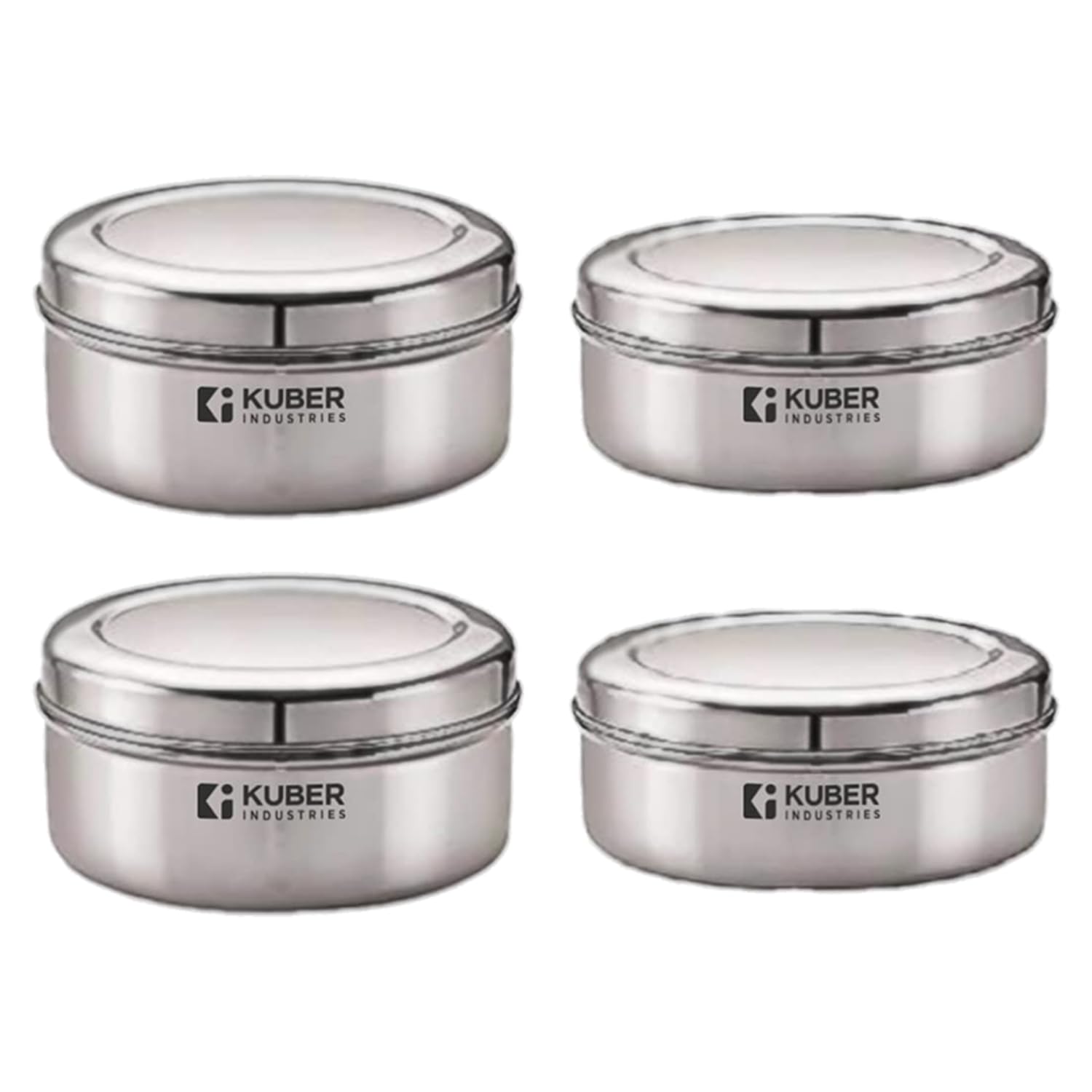 Kuber Industries Stainless Steel Flat Kitchen Container Set | Rust Proof & Durable | Multipurpose, Easy to Clean, Sturdy & Stackable | Kitchen Storage Containers Set of 2 - Assorted (Pack Of 2)