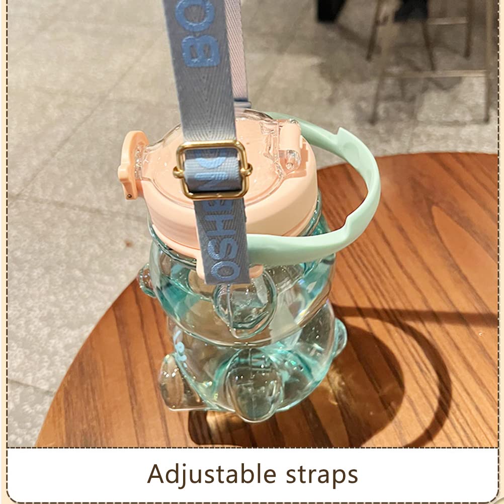Wusideday Borraccia con orso, bottiglia d'acqua Kawaiis Bears, a prova di perdite, con simpatica testa di orso 3D, bottiglie portatili per gite, scuola, viaggi