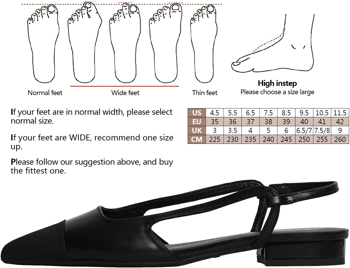 C.Paravano Women's Pointed Toe Slingback Flats | Comfort Heeled Sandals | Slip-On Flats | Perfect for Casual, Business, Party, Date (Size 5.5,Black Flat) - Image 6