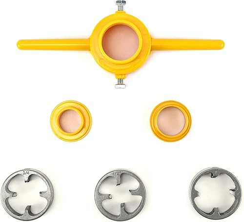 Miniatura 7 de Herramienta de roscado de tubos, práctica práctica enhebradora de tubos de 60 grados con 3 moldes de diferentes tamaños para tubos de plástico NPT