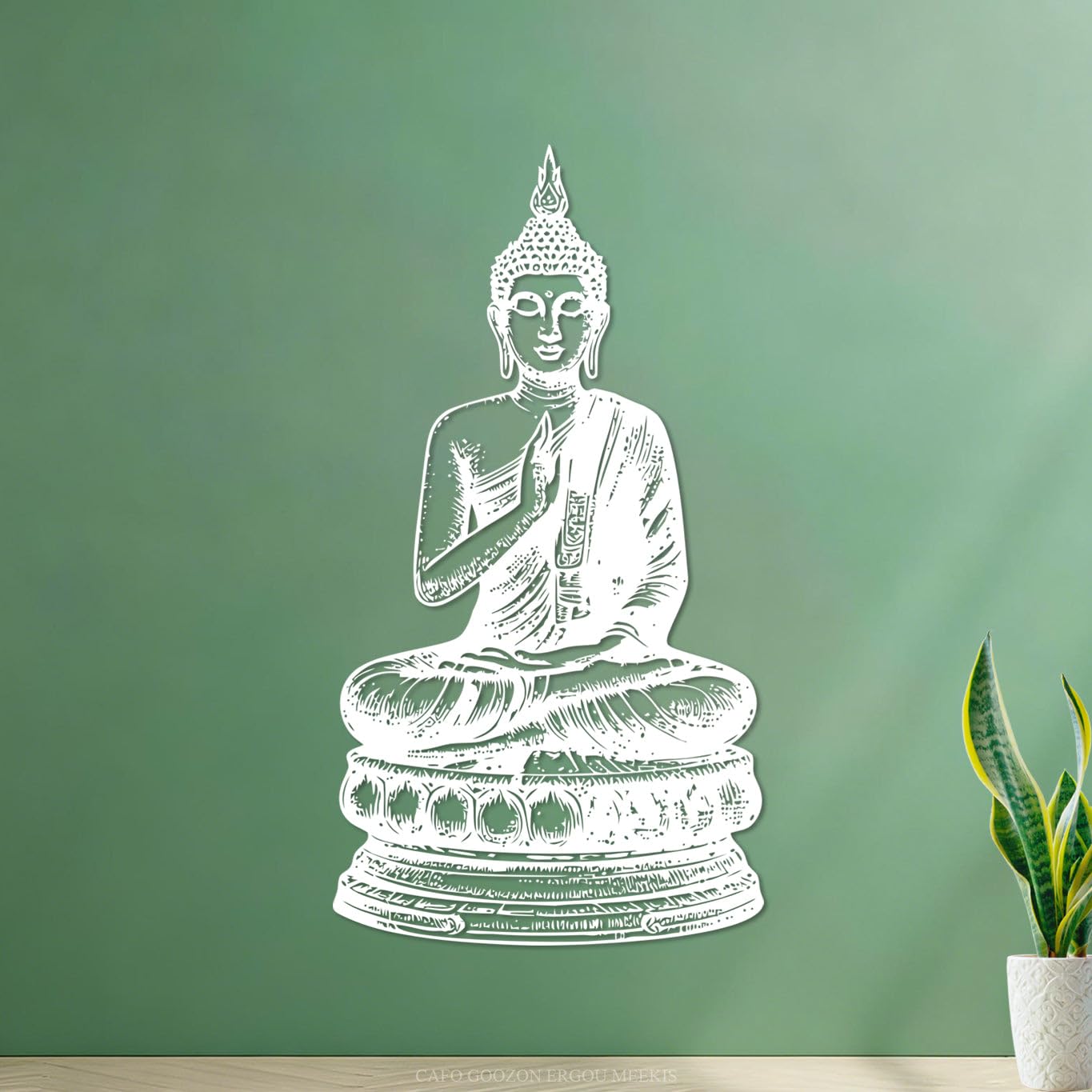 Ergou Stickerdecal-86449 Buddha Statue Buddha Gautama Vintage Style Hand Drawn Buddha Isolated Vinyl Wall Stickers 47.6X88.6cm Window Decals White