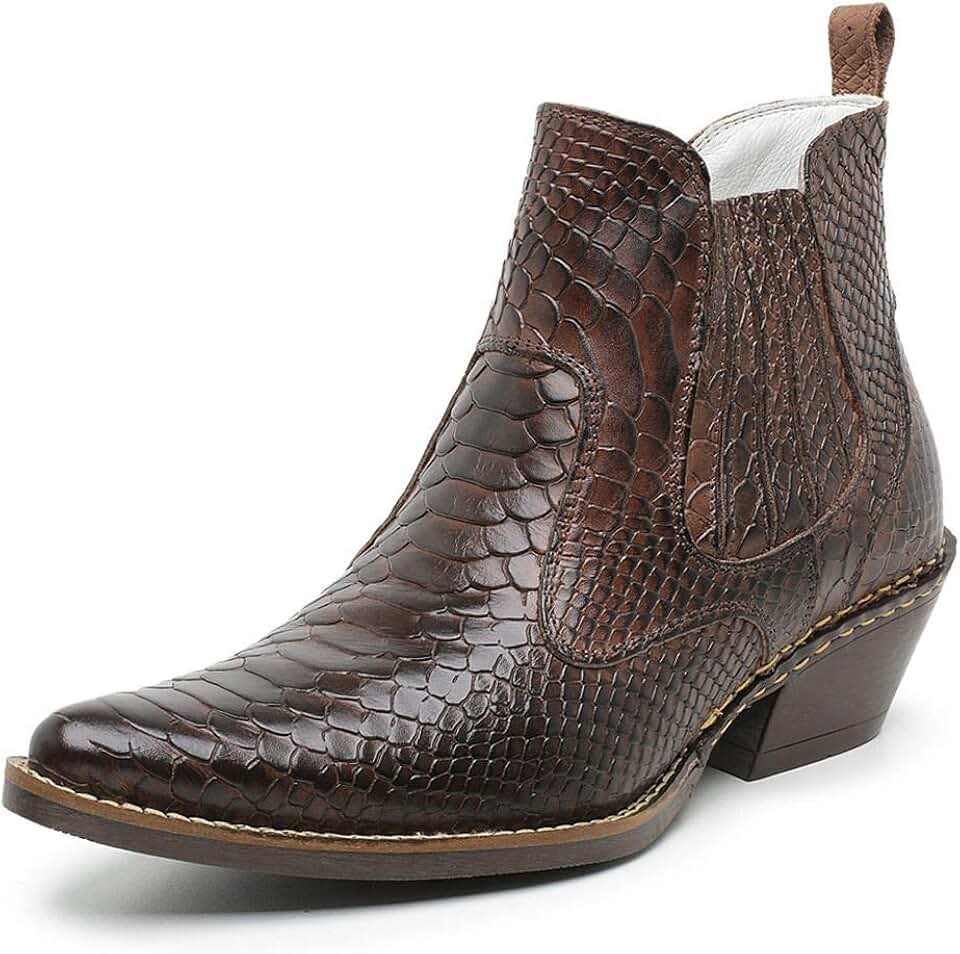 Botina Masculina Bico Fino Anaconda Tabaco Country Texana