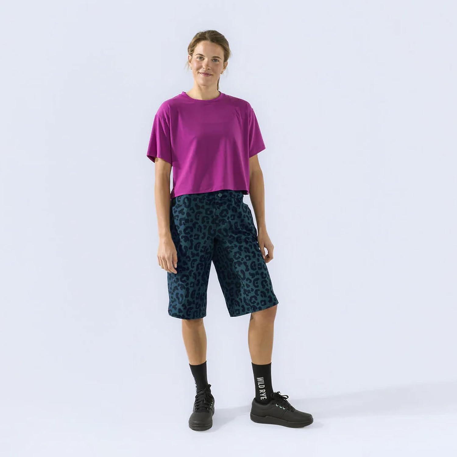 Wild Rye Women's Frankie 14.75" Bike Short, Recycled 4-Way Stretch Fabric, Adjustable Waist, UPF 50, Trail Ready Shorts