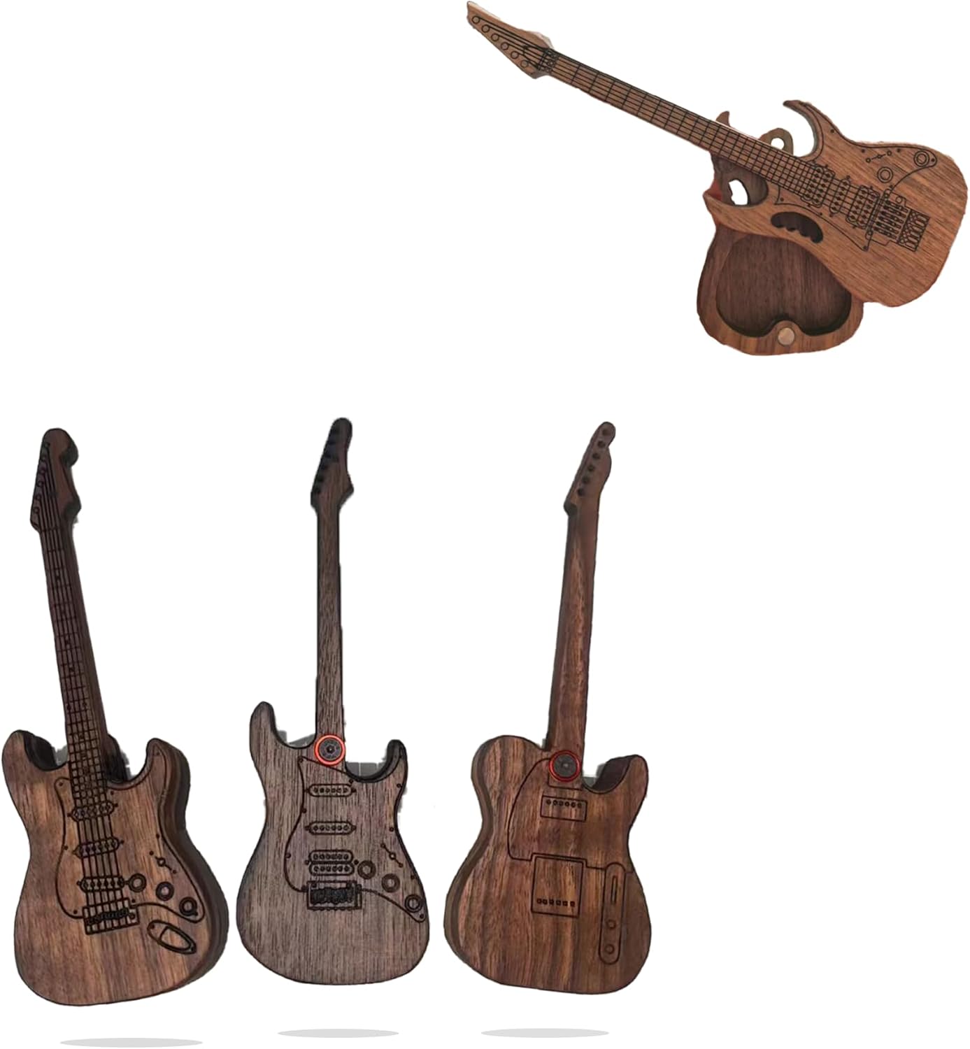 Custom Wood Guitar Pick Holder for Gift - Personalized Guitar Pick Case for Acoustic Guitar Electric Guitar Bass Ukulele (standard)