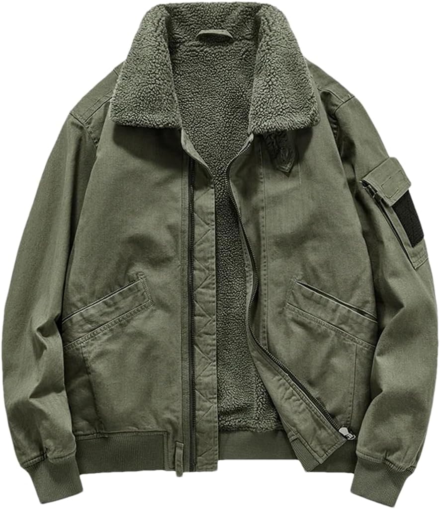 Men Winter Coat Thick Warm Fleece Lined Jackets Cotton Parka Cotton Cargo Jacket Casual Outwear