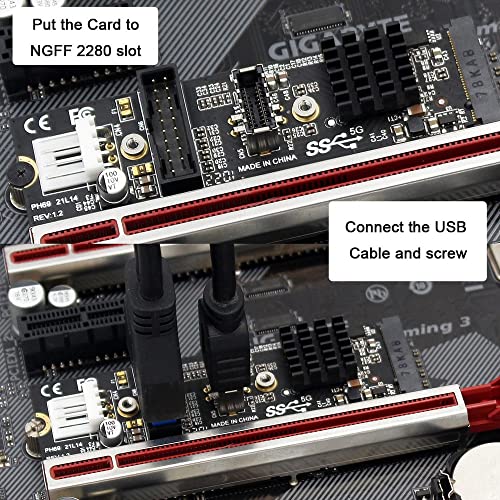 Image of Xiwai 5Gbps Type-E USB 3.1 Front Panel Socket & USB 2.0 to NVME NGFF M-Key Express Card Adapter for Motherboard