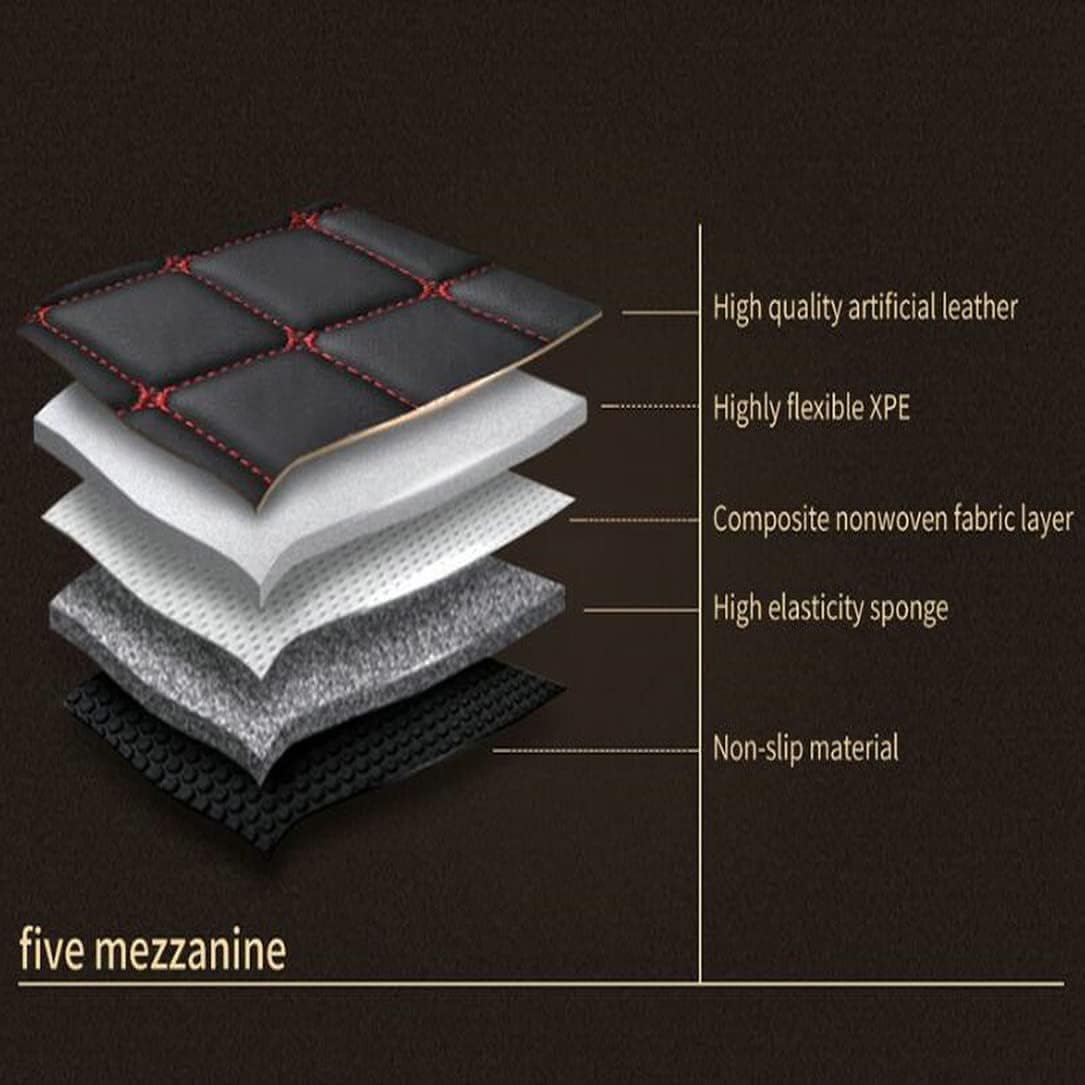 New Custom Car Floor Mats for Sedan SUV, Truck, Leather All Weather Floor Mats,Negro Alfombras para Carro (Black red)