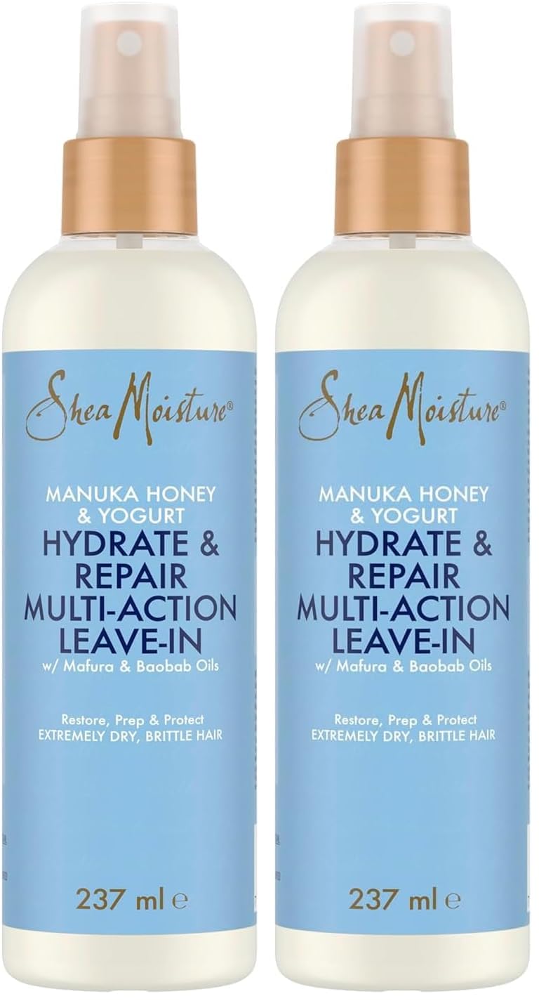 SHEA MOISTURE Manuka Honey & Yoghurt Hydrate & Repair Multi-Action Leave-In Conditioner sulphate and silicone free conditioner for extremely dry, brittle curly hair 237 ml (Pack of 2)