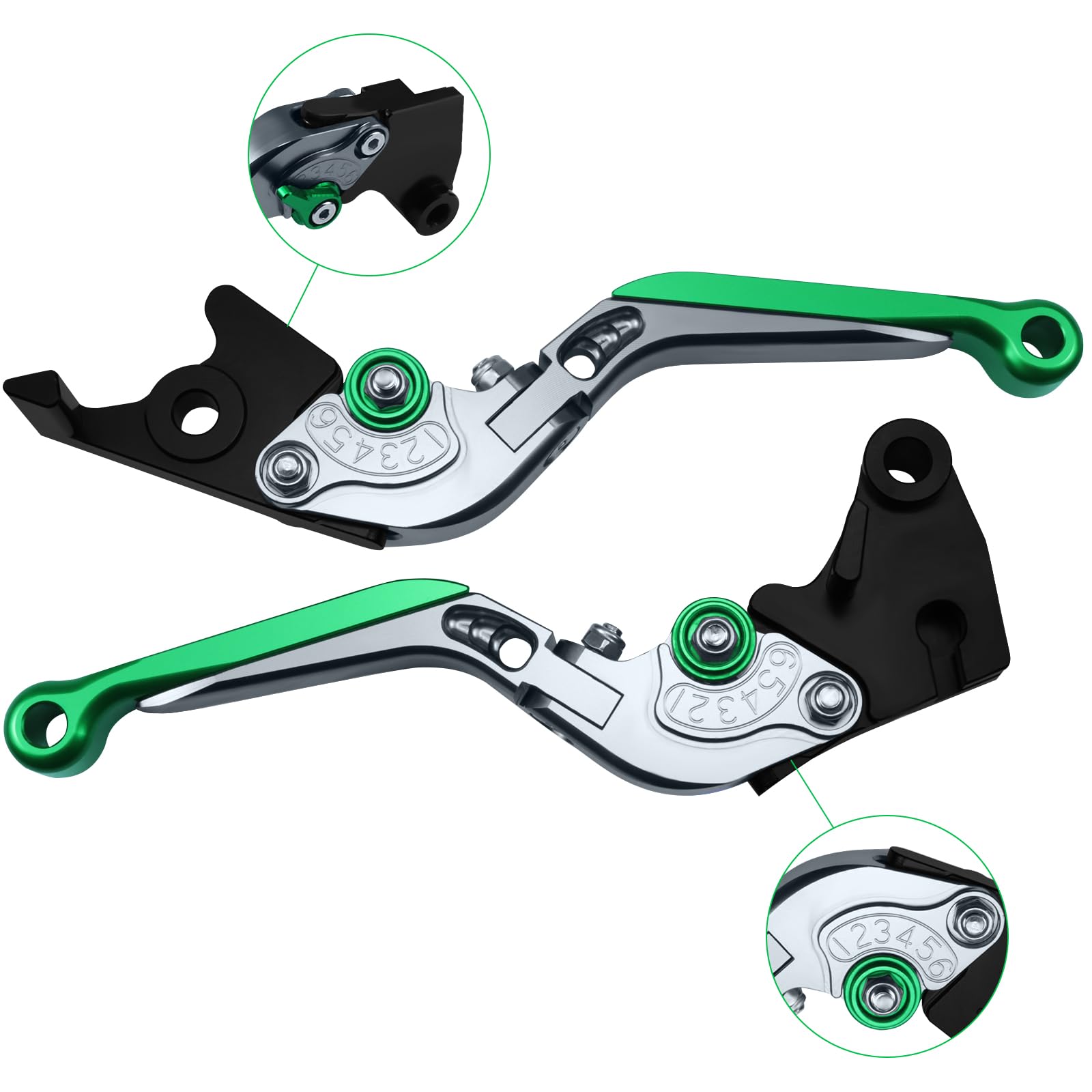 per Kawasaki Z900SE Z900 SE 2022 2023 2024 Leva frizione per moto Manubrio Regolabile Set di leve freno e frizione (argento+verde)