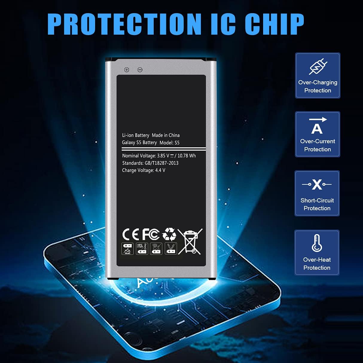 Galaxy S5 Battery Acevan S5 Battery Replacement for Samsung Galaxy S5 EB-BG900BBU G900V Verizon G900P Sprint G900A AT&T G900T G900F G900H G900R4 G900W8 S5 Batteries EB-BG900BBZ : Cell Phones & Accessories