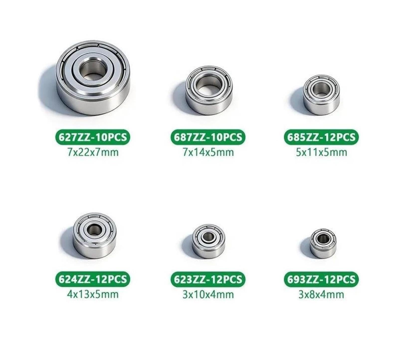 68PCS kit 693ZZ 623ZZ 624ZZ 685ZZ 687ZZ 627ZZ Rodamiento de