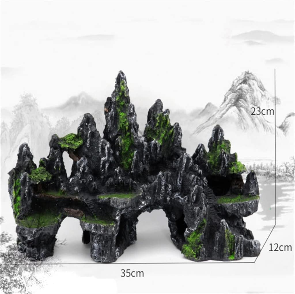 1 Pcs Super Large Size Rockery Aquarium Decorations Fish Tank Landscaping Resin Decorative Rocks 13x4.7x9 Inch