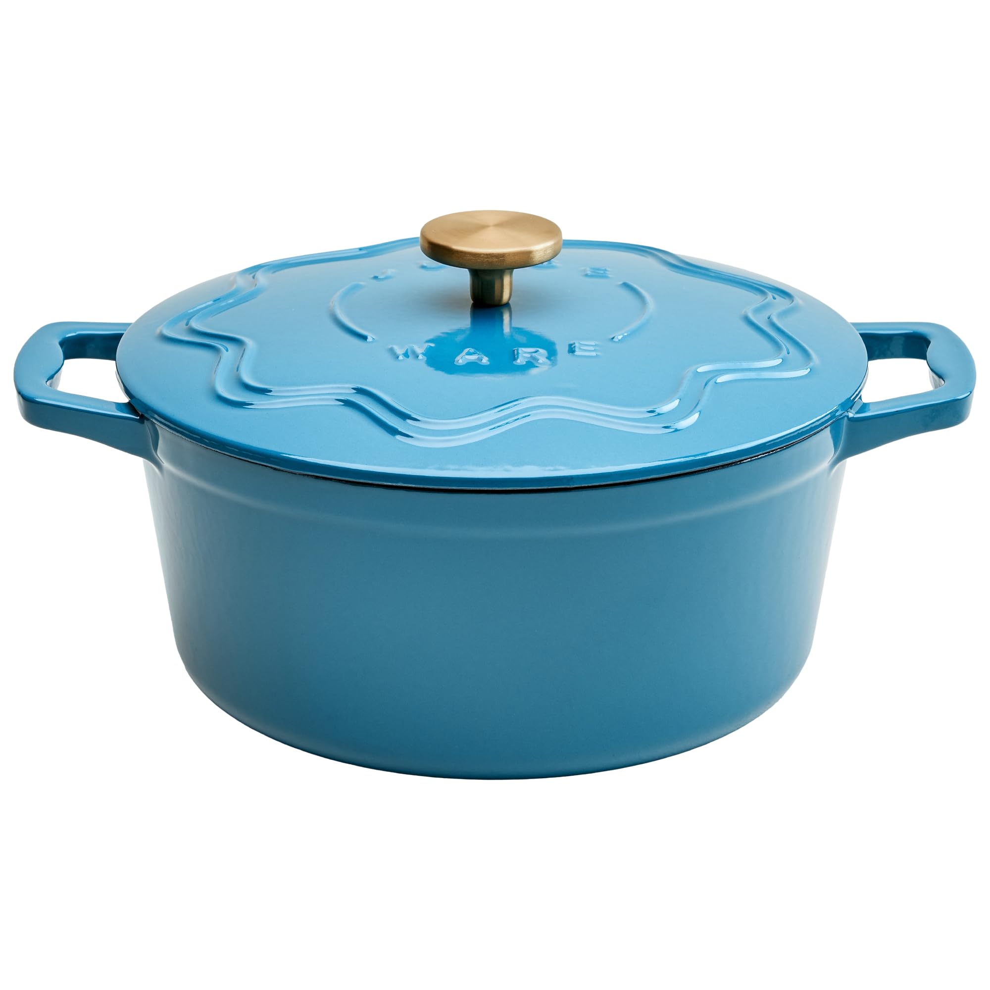Judgeware Enamelled Cast Iron Dutch Oven Casserole Dish with Lid (Blue)