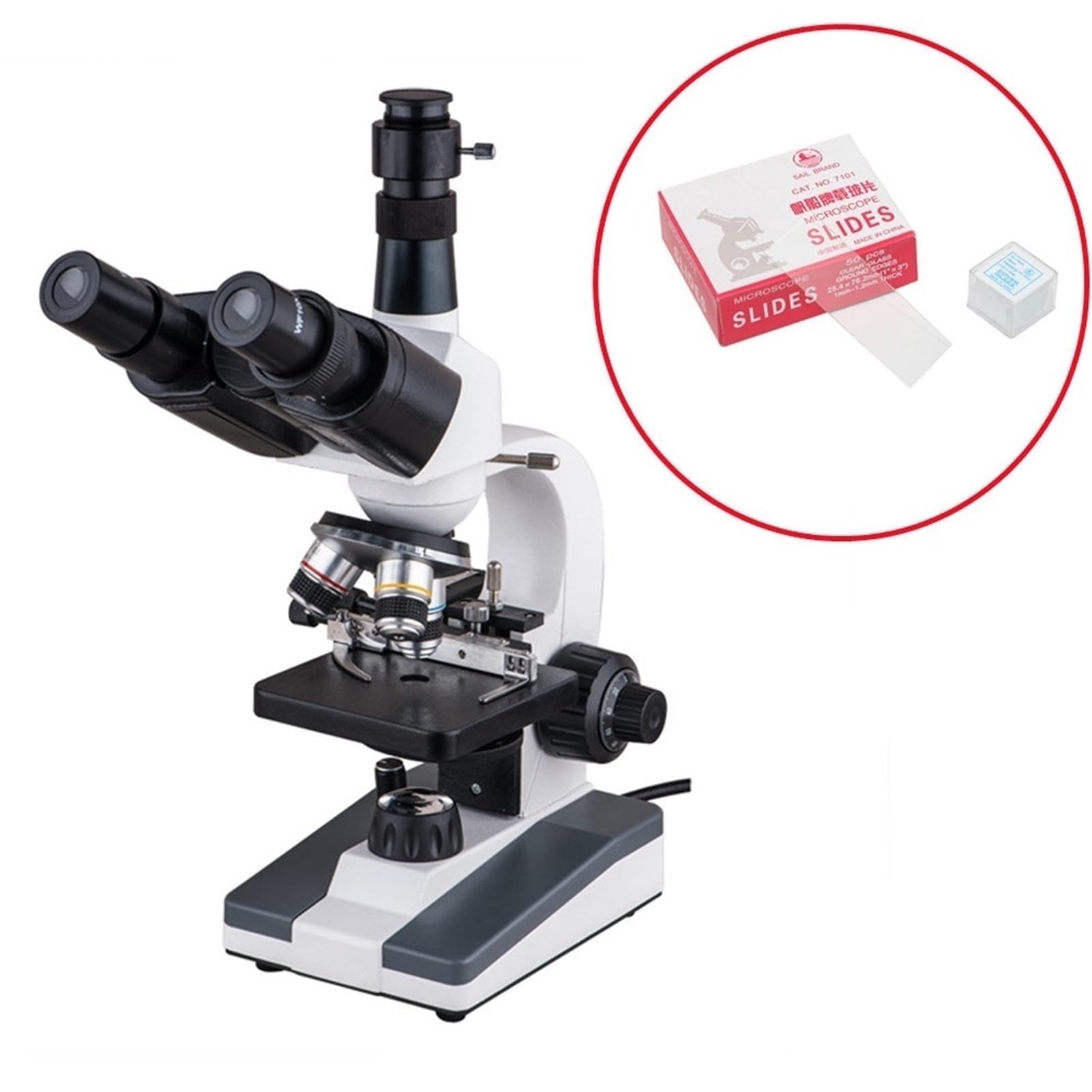 XP903 Trinokularny mikroskop biologiczny - edukacyjny mikroskop laboratoryjny z 12,5-krotnym powiększeniem i uchwytem na telefon (XP903)