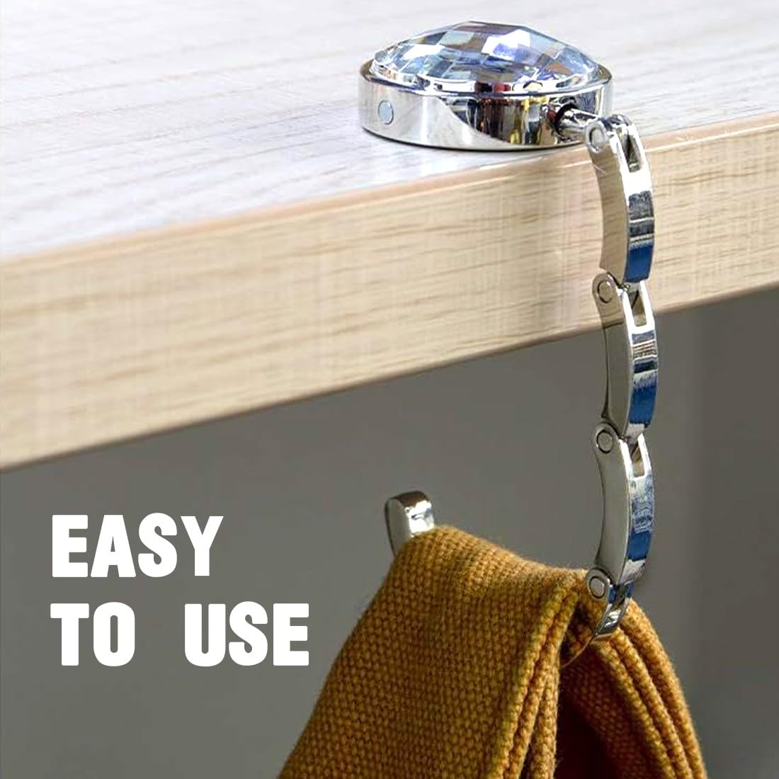 2 Ganci Da Tavolo Per Borse QEEROYO - Appendiabiti Pieghevole Con Base Antiscivolo | Diamante Flash - Foto 7