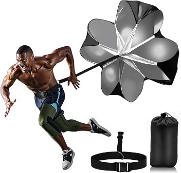 Running Parachute for Speed Training, 56 inch Resistance Parachute for Athletes, Sprinting & Football Training Equipment with Adjustable Waist Belt, Drag Chute to Improve Velocity & Explosive Power