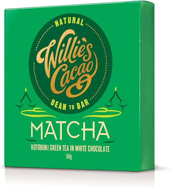 Willie's Cacao Bar - Matcha, White Chocolate with Ceremonial Grade Green Tea - 50g x 12 Multipack - Artisan Made