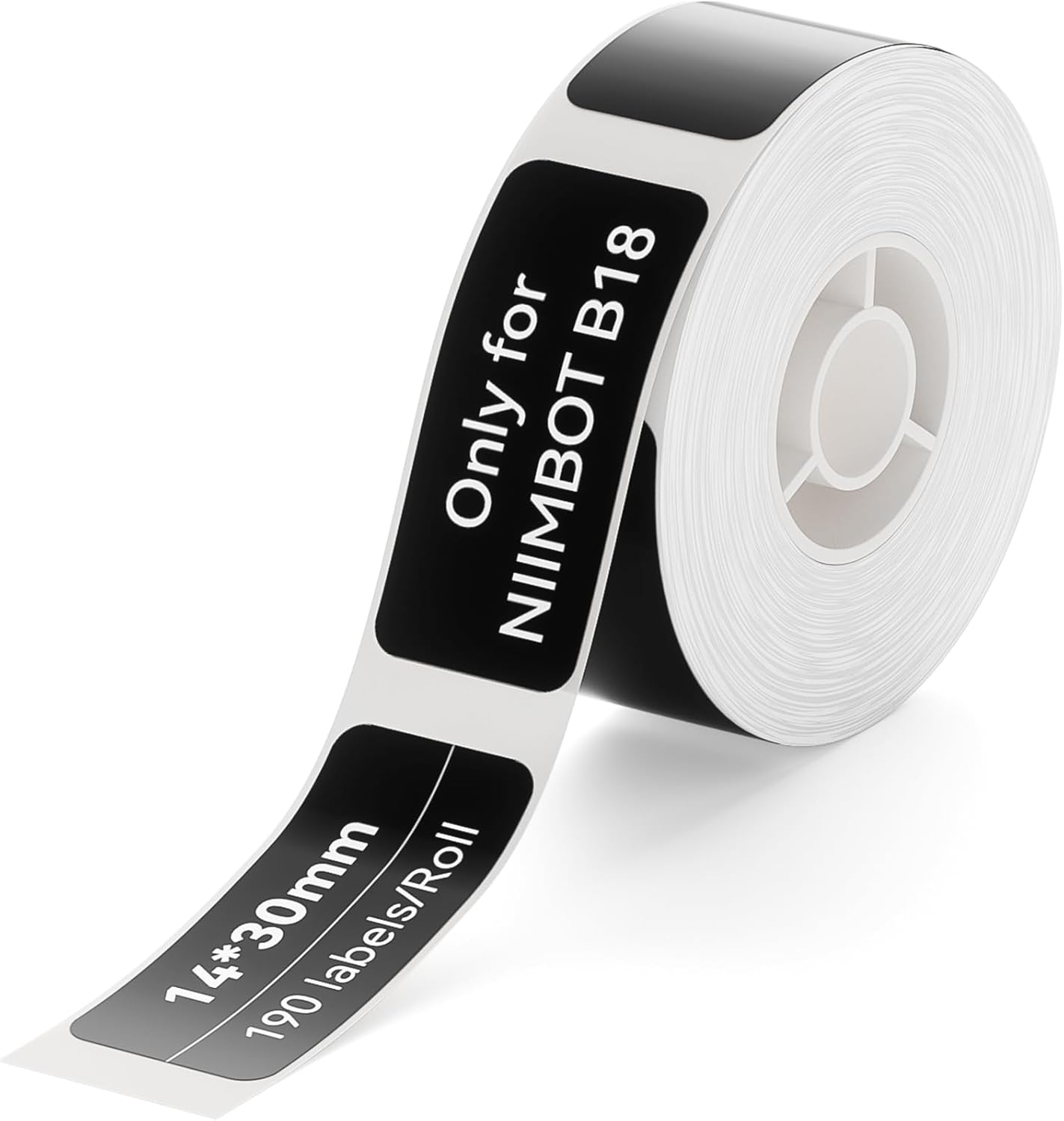 NIIMBOT B18/N1 Thermal Transfer Labels 0.55" x 1.18" (14x30mm), Only for B18/N1 Label Maker, PET Material, Waterproof and High-Temperature Resistance, Long Storage Time, Black