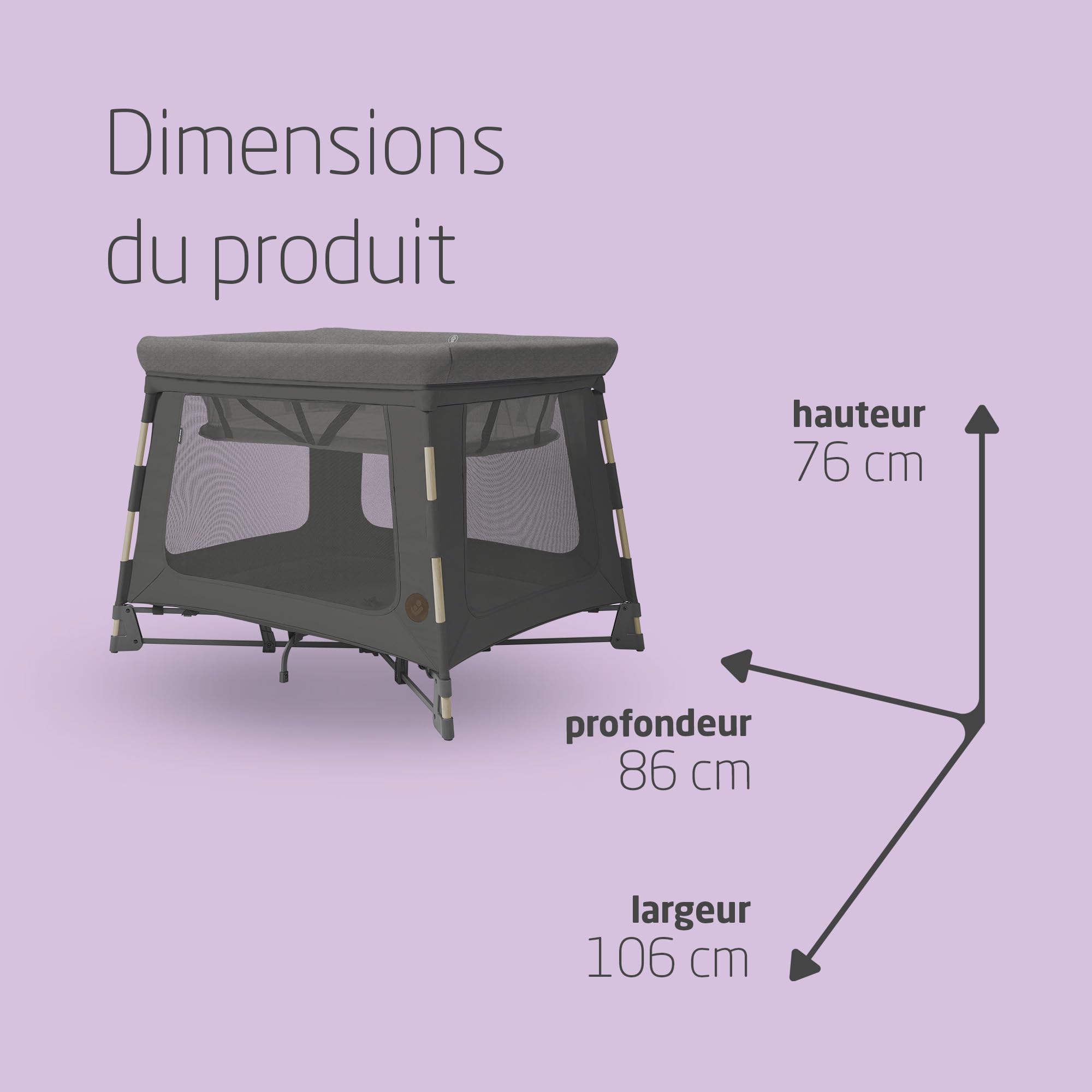 Maxi-Cosi Swift 3 en 1 Lit Parapluie Bebe, 0-3 Ans et Demi, jusqu'à 15 kg, Lit de Voyage Léger, Matelas 2-en-1, Ultra-léger, Pliage en 1 Seconde, Sac de Voyage, Eco Care, Beyond Graphite