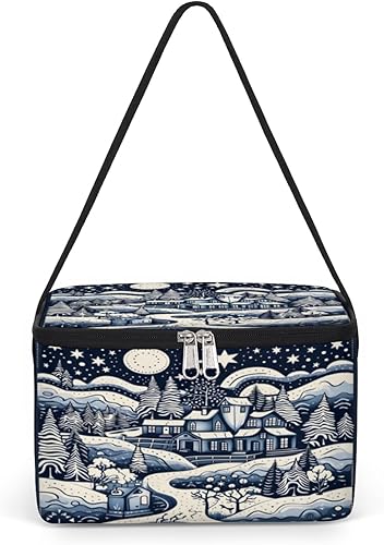 Christmas Art Pattern Insulated Lunch Bag Women Reusable Lunch Tote Square Meal Bag for Adults Men Cooler Lunch Box for Work Travel Picnic Food