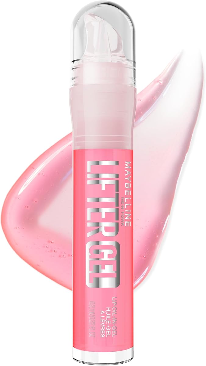 MAYBELLINE Lifter Oil-in-Gel Lip Gloss for Glassy, Bouncy Shine, Hydrating, Tinted Lip Balm and Moisturizer with Hyaluronic Acid and Passionfruit Oil, Sugar Spritz (Sheer Hot Pink)
