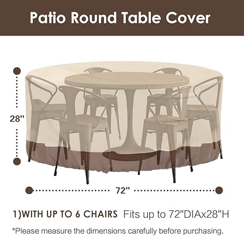 Miniatura 2 de Vailge Fundas redondas para muebles de patio, 100% impermeables, juego de fundas para sillas de mesa para exteriores, funda antidecoloración para