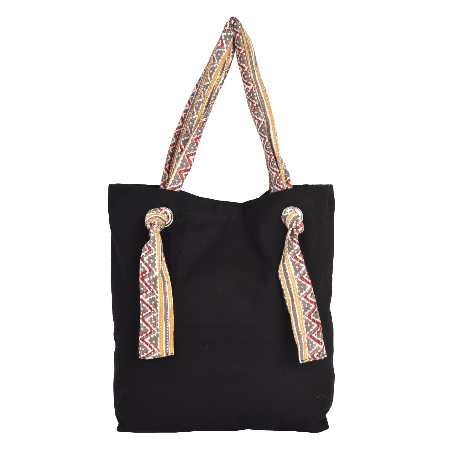 SSRINI Canvas Black Cotton Multi colour Handle Tote Bag - 100% Organic Cotton Tote Bag for Shopping, Travel & Beach (B0CL9ZSLTR) Amazon Price History, Amazon Price Tracker