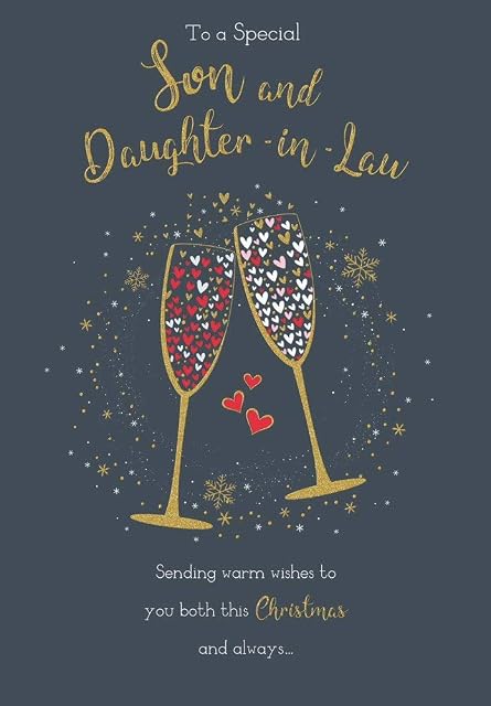 Modern Christmas Card Son & Daughter in Law - 9 x 6 inches - Piccadilly Greetings